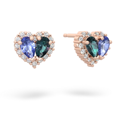 tanzanite-alexandrite halo-heart earrings