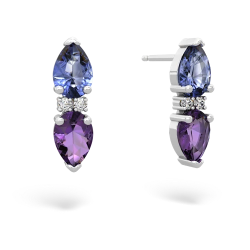 tanzanite-amethyst bowtie earrings