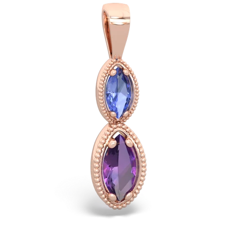 tanzanite-amethyst antique milgrain pendant