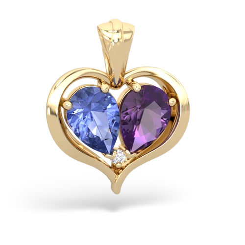 tanzanite-amethyst half heart whole pendant