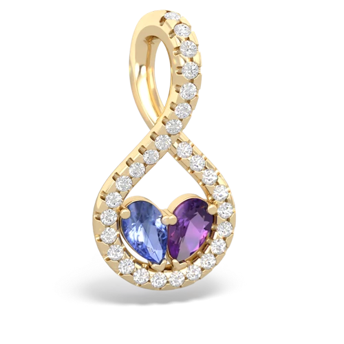 tanzanite-amethyst pave twist pendant