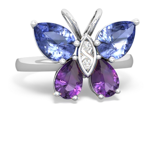 tanzanite-amethyst butterfly ring