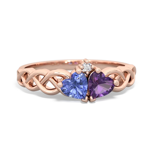 tanzanite-amethyst celtic braid ring