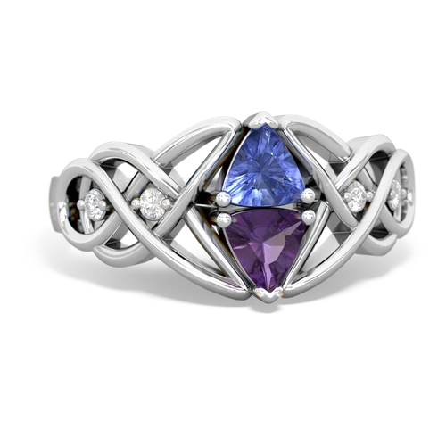 tanzanite-amethyst celtic knot ring