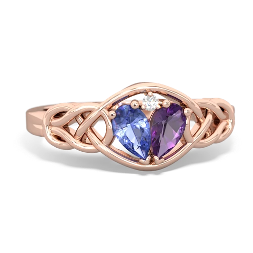 tanzanite-amethyst celtic knot ring