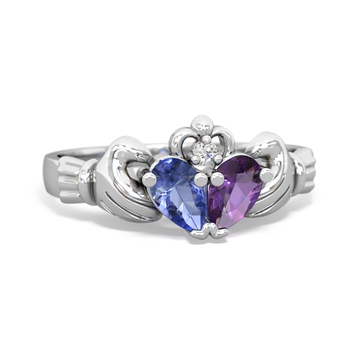 tanzanite-amethyst claddagh ring