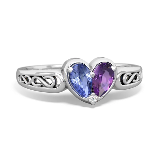 tanzanite-amethyst filligree ring