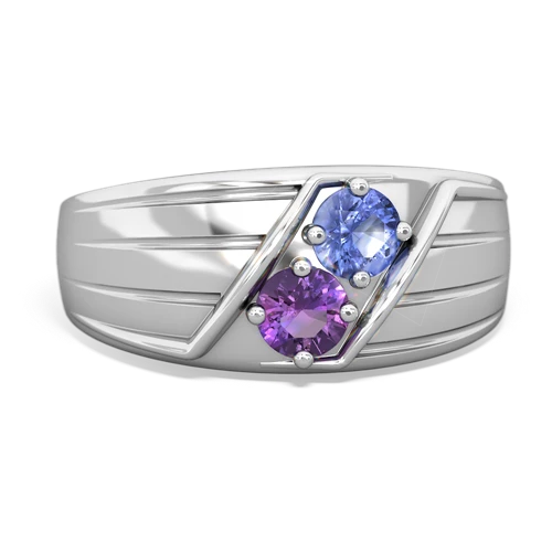 tanzanite-amethyst mens ring