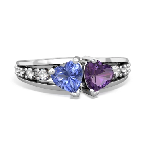 tanzanite-amethyst modern ring