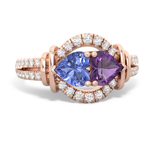 tanzanite-amethyst pave keepsake ring