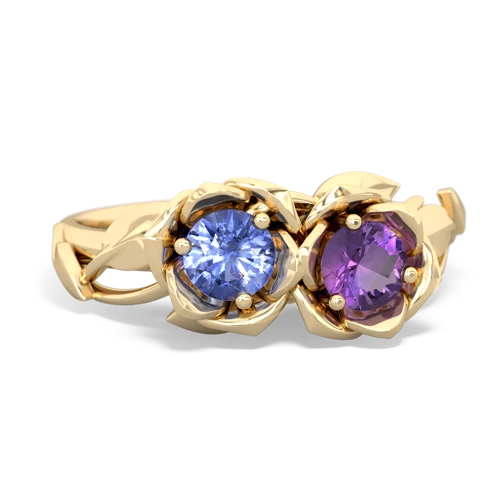 tanzanite-amethyst roses ring