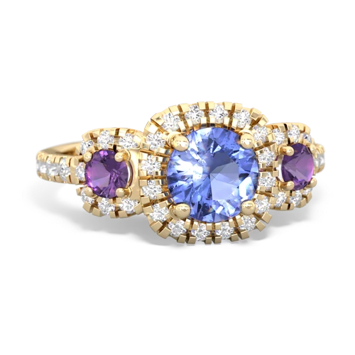 tanzanite-amethyst three stone regal ring