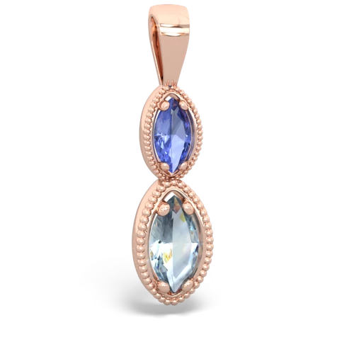 tanzanite-aquamarine antique milgrain pendant