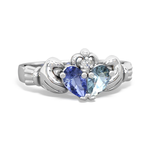 tanzanite-aquamarine claddagh ring