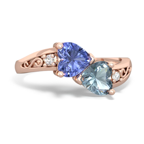 tanzanite-aquamarine filligree ring