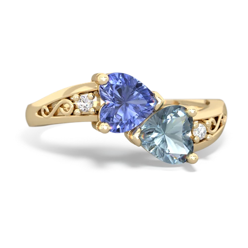 tanzanite-aquamarine filligree ring