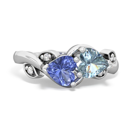 tanzanite-aquamarine floral keepsake ring