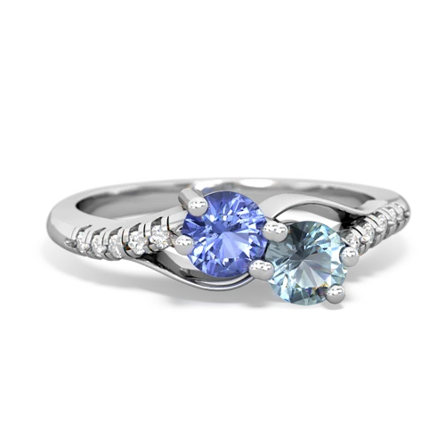 tanzanite-aquamarine two stone infinity ring