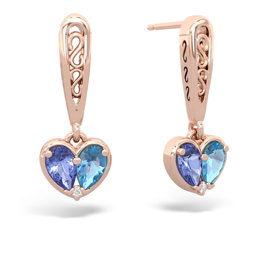 tanzanite-blue topaz filligree earrings