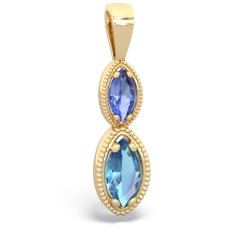 tanzanite-blue topaz antique milgrain pendant