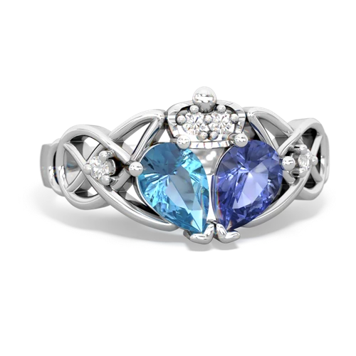 tanzanite-blue topaz claddagh ring