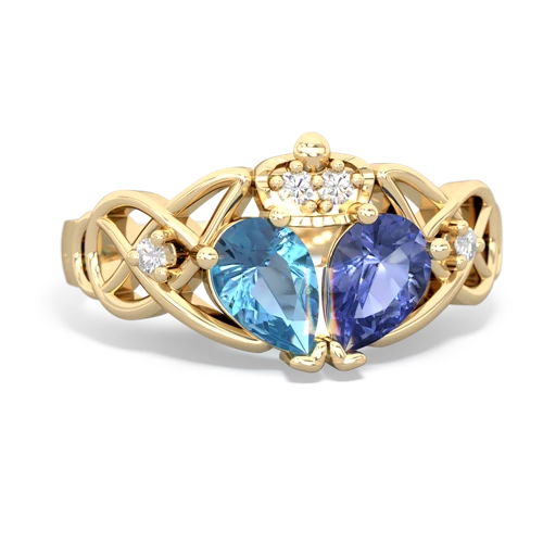 tanzanite-blue topaz claddagh ring