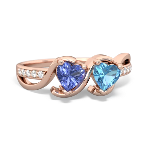 tanzanite-blue topaz double heart ring