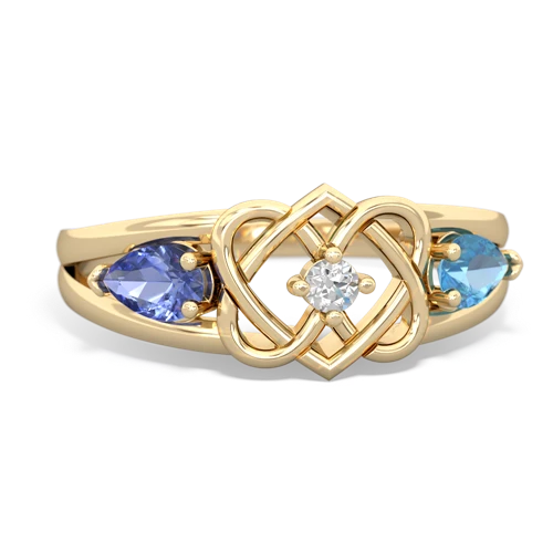 tanzanite-blue topaz double heart ring