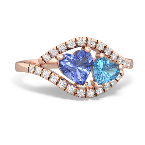 tanzanite-blue topaz mother child ring