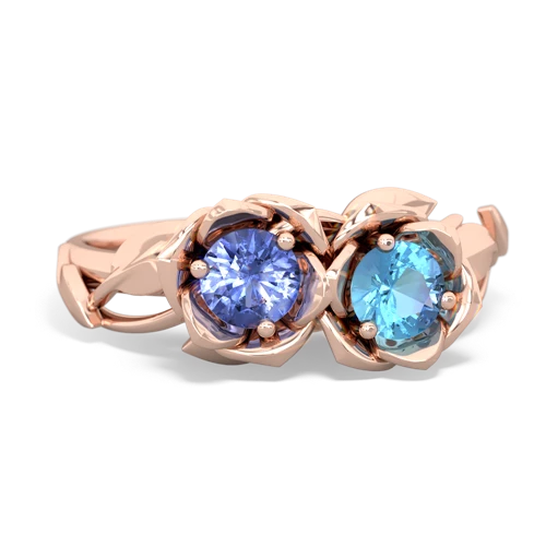 tanzanite-blue topaz roses ring