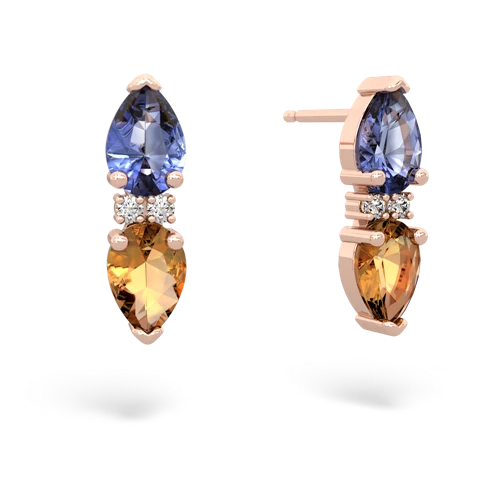 tanzanite-citrine bowtie earrings