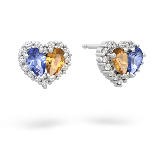 tanzanite-citrine halo-heart earrings