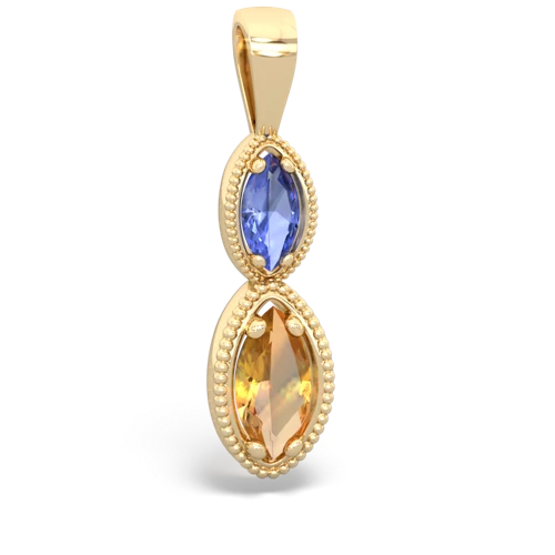 tanzanite-citrine antique milgrain pendant