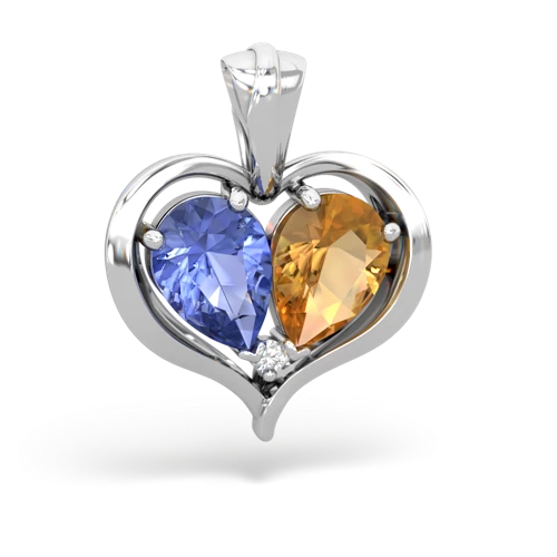 tanzanite-citrine half heart whole pendant