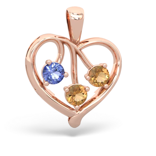 tanzanite-citrine love heart pendant