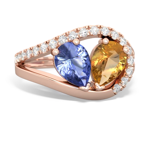 tanzanite-citrine pave heart ring