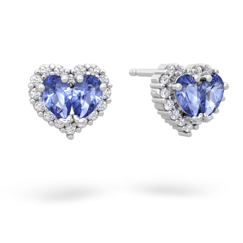 tanzanite halo-heart earrings