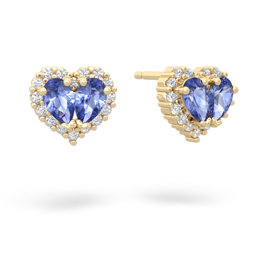tanzanite halo-heart earrings
