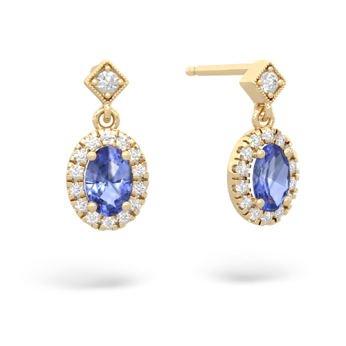 tanzanite halo drop earrings