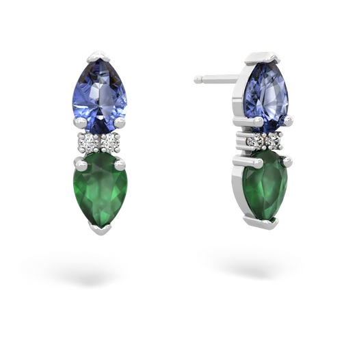 tanzanite-emerald bowtie earrings