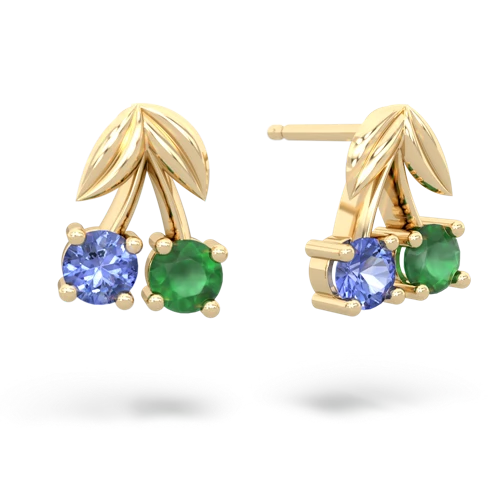 tanzanite-emerald cherries earrings