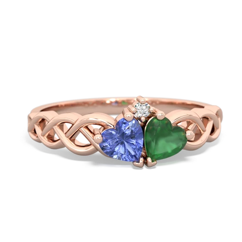 tanzanite-emerald celtic braid ring