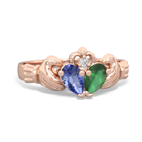 tanzanite-emerald claddagh ring