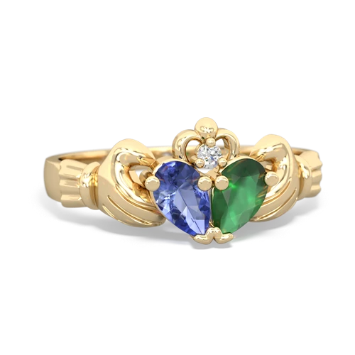 tanzanite-emerald claddagh ring