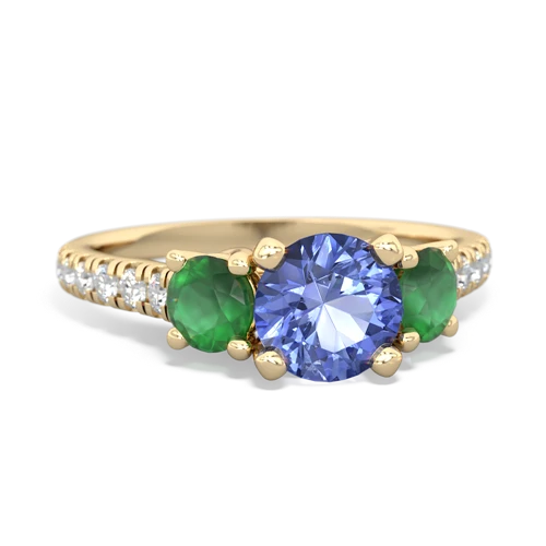 tanzanite-emerald trellis pave ring