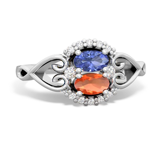 tanzanite-fire opal antique keepsake ring