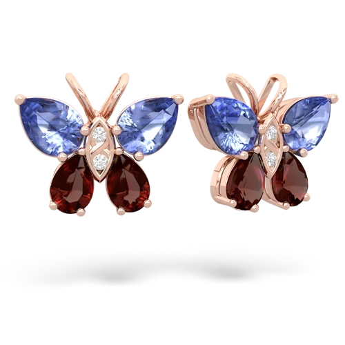 tanzanite-garnet butterfly earrings