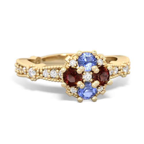 tanzanite-garnet art deco engagement ring