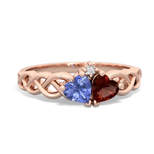 tanzanite-garnet celtic braid ring