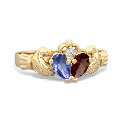 tanzanite-garnet claddagh ring